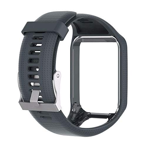 1PC Replacement Band Sports Wristband Bracelet with Clasp for Tomtom Runner 2/3 Spark/3 Sport GPS Watch (Grey)