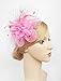 Cizoe Fascinators Hats for Women with Hair Clip Tea Party Hats Feather Wedding Headware Bridal Headpiece(1-Pink)