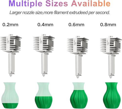 for Bambu Lab A1 .02 Nozzle for Bambu A1 Nozzle A1 Hotend Assembly for Bambu Lab A1 Hotend for Bambu A1 Hot End, 0.2 Hotend Hardened Steel 0.2mm Nozzle High Flow Stainless Steel Nozzle, Silver