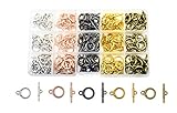 Mandala Crafts Toggle Clasp, T-Bar Closure from Metal for Jewelry Making in Bulk, Rose Gold, Bronze, Gunmetal, Silver, Gold Tone (Round 0.55 Inch 14mm 120 Sets)