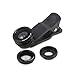 Apexel 3-In-1 Clip-On Lens Kit 180 Degree Fisheye Lens + 0.67X Wide Angle + 10X Macro Lens (Black)