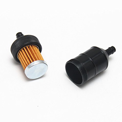E-Bro Aluminum Fuel Filter Washable Motorcycle Reusable 1/4" 5/16" (Black)