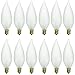 Sunlite 40035-SU Flame Tip Chandelier Light Bulbs, Frost, 60 Watts, Candelabra Base (E12), 120 Volt, Incandescent, Dimmable, 2600K Warm White, 12 Count
