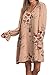 Women's Boho Floral Print Chiffon Cocktail Dress Long Sleeve V-neck Casual Loose Fit,Nude,X-Large