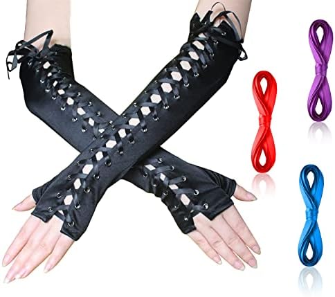 HeiBai Xiong Punk Ripped Arm Warmers For Women Goth Fingerless Arm