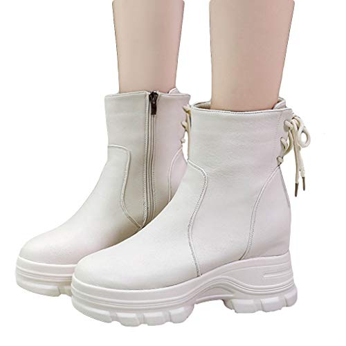 Women Flock Black Shoes Marten Platforms Boot Winter Soft Footwear - Thumbnail 3