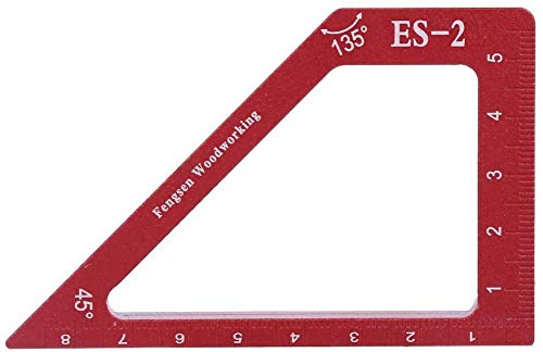 Measuring Ruler, Carpenter Tool High Hardness Woodworking Scribing Ruler Wear Resistance Aluminum Alloy Rust Resistance for Industries Drilling Machinery(ES-2 Woodworking Ruler)