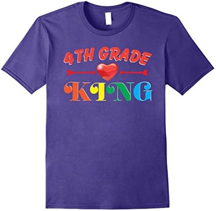 Mens 4TH Grade King With Cute Heart Shape Shirt Gift Small Purple