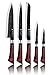 Imperial Collection 6 Piece Knife Set Including Knife Block - Extremely Sharp Stainless Steel NonStick Coating Kitchen Knives With A Great Grip (Red/Black)