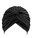 Black Pleated Satin Turban Hat Head Cover Sun Cap