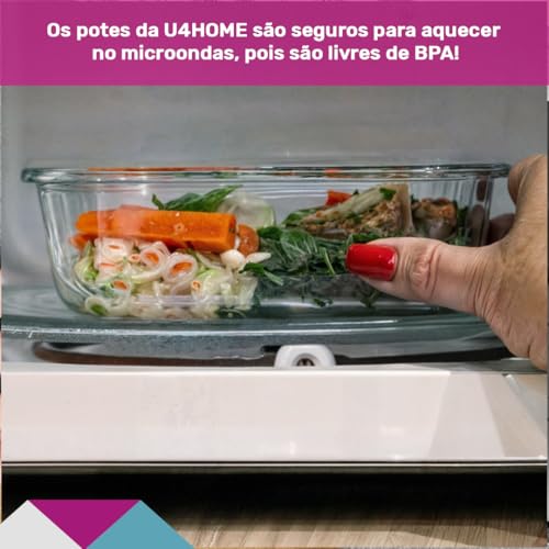 Conjunto 10 Potes Vidro Hermético Marmita Mantimento 640ml (Vermelho)