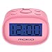 MoKo Kids Alarm Clock for Bedroom, Small Size with Large Digital Display and Backlight, Table Desk Clock Battery Operated, Easy to Use and Set, Pink