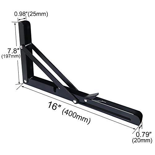 boeray 16" Folding Shelf Bracket Carbon Steel Triangle Wall Mount