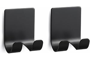 Self Adhesive Razor Holder Hanger with Double Hook Stainless Steel Shower Hook for Razor 2 Pack(Black)