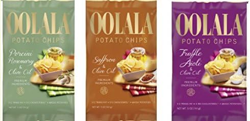 Natural Nectar Oolala Potato Chips Bundle of Three 5 oz Bags: Truffle Aioli , Rosemary , and Saffron