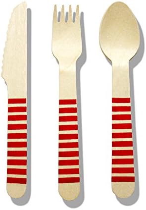 Kids Birthday Parties Eco-Friendly Disposable Wooden Cutlery, Kids Forks (100 pcs), Kids Spoons (50 pcs) and Kids Knives (50 pcs), Biodegradable Birthday Party Supplies, 5.5” Length Kids Size Kids