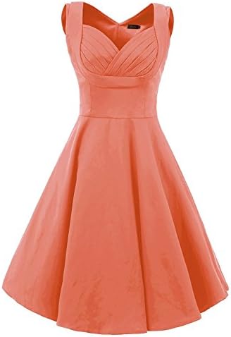 yisqzjzj Seasonal Women's V Neck Vintage Cut Out Retro Party Cocktail Dresses Light OrangeXX-Large