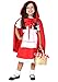 Fun Costumes Toddler Little Red Riding Hood Costume, Fairytale Little Miss Red Dress With Attached Vest, Apron, Hooded Cape And Necktie