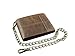 New Vintage Brown Leather Wallet With Chain Mens Bifold /Many Card Holder