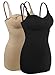 iloveSIA 2-Pack Seamless Nursing Cami Tank Top – Built-in Maternity Bra, Adjustable Straps, Soft Cotton for Comfortable Breastfeeding, Ideal for Pregnancy & Postpartum Black+Nude Size L