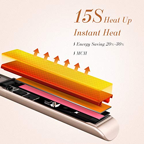 Hair Straightener,ElleSye Ceramic Flat Iron for Hair with Dual Voltage & Salon High Heat 450,Rounded Hair straightener and Curler with Negative Ion for Protecting Hair - Thumbnail 2
