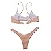 Womens Bikini Set Swimwear Brazilian Padded Top Swimsuit Solid Color Triangle Bottom Pink Large