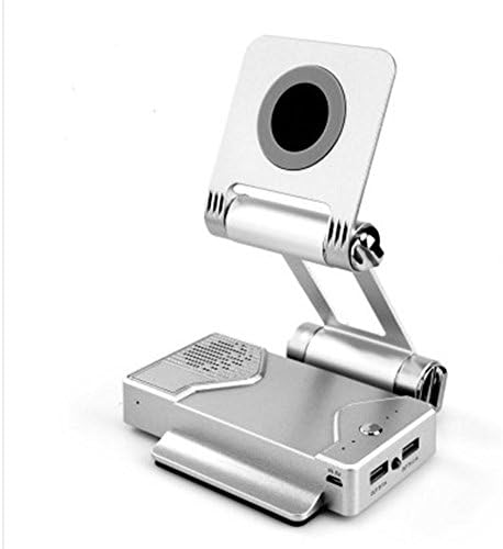 ZHRUYY Power bank Extreme battery, 10000 mAh 5w Bluetooth speaker, alloy Mobile phone holder, LED flashlight,Silver,magneticbracket [Energy Class A]