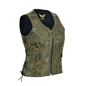 Dames lederen gilet verdrietig bruin echte topnerf buffelleer lederen mouwloze jas / vest (3XL) (18)