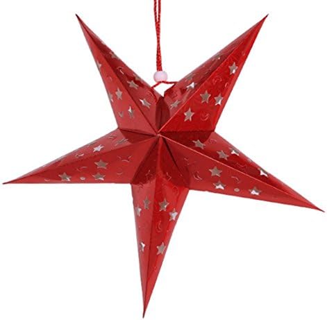 New 1 Pcs 90cm 120cm Six Angles Paper Star Decoration Tissue Paper Star Lantern Hanging Stars For Festival Christmas Party Decor (120cm, red)