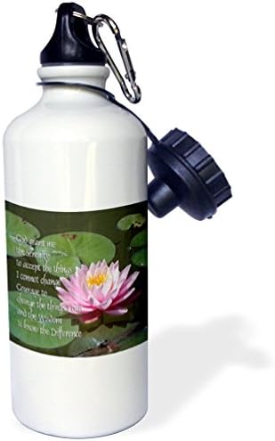 3dRose Serenity Prayer Sports Water Bottle, 21 oz, White