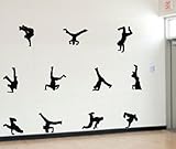 Dancer Hip-hop Dance Posture Wall Decal Sticker Living Room Stickers Vinyl Removable Balck Color