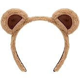 PreciRise Bear Ears Cute Headband Fluffy Grizzly Hairband, Animal Ear Head Wear for Valentines Halloween Christmas Party