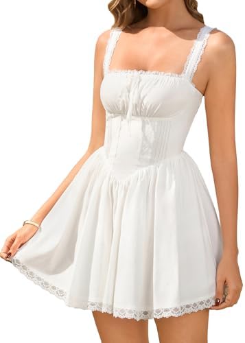 Amazon.com: Women White Flowy Bustier Corset Mini Dress Y2k Lace Trim Square Neck Tie Up A-line Ruffle Sundress Party Streetwear (White, S): Clothing, Shoes & Jewelry Amazon.com: Women White Flowy Bustier Corset Mini Dress Y2k Lace Trim Square Neck Tie Up A-line Ruffle Sundress Party Streetwear (White, S): Clothing, Shoes & Jewelry