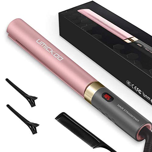 UMICKOO Hair Straightener,Upgraded Flat Iron for Hair With Real-Time Temperature Display And Adjustable Temperature,1 Inch (Rose Gold)