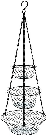 Three-Tier Wire Fruit Basket Hanging Basket And Organizer, Vegetable Container