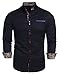 JINIDU Men's Business Casual Long Sleeve Patchwork Shirt Slim Fit Button Down Dress Shirts