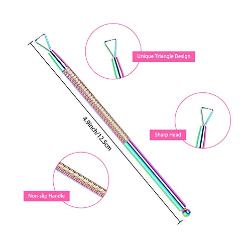 3 Pcs Cuticle Tools Cuticle Trimmer Remover, Nippers & Pusher Rainbow Cuticle Peeler Scraper Dead Skin Cutter Pusher Stainless Steel Manicure Pedicure Set - Thumbnail 4