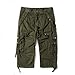 AOYOG Men’s Cargo Shorts 3/4 Relaxed Fit Below Knee Capri Cargo Pants Cotton Army Green