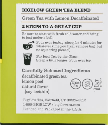 BIGELOW TEA GREEN TEA WITH LEMON, DECAF, 20 CT