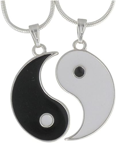 Yin Yang Necklaces 2 Charm Pendants and Silver Plated 18inch Chains