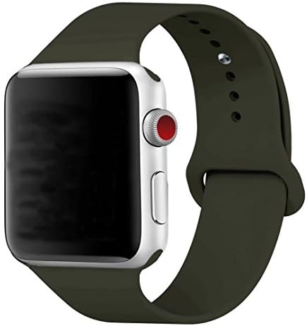 Band for Apple Watch 38mm, Guangzhi New Design (Metal Tuck Clasp Ouside/Correct Wearing Way in 4th Image) Soft Silicone Sport Strap Band for iWatch Series 1 / 2 / 3, Sport, Edition,38mm,Dark Olive