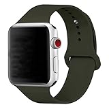 Band for Apple Watch 38mm, Guangzhi New Design (Metal Tuck Clasp Ouside/Correct Wearing Way in 4th Image) Soft Silicone Sport Strap Band for iWatch Series 1 / 2 / 3, Sport, Edition,38mm,Dark Olive