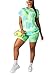Women 2 Piece Outfits Short Sleeve Tie Dye T-Shirt Top and Short Pants Set Bodycon Clubwear Tracksuit