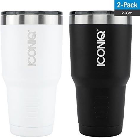Dual Pack ICONIQ Stainless Steel Vacuum Insulated Tumbler (30 oz Black + 30 oz White)