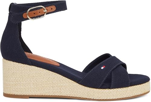 Donna Espadrillas Wedge Flag Criss-Cross Mid con Cinturino alla Caviglia, Blu (Space Blue), 40