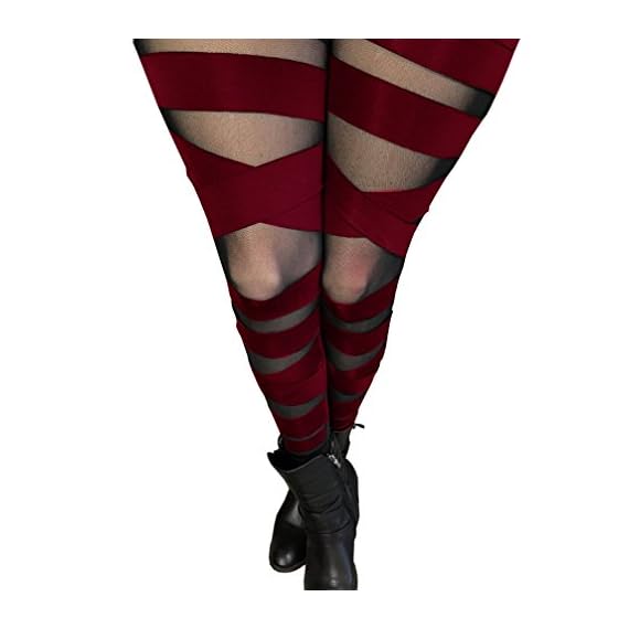 RieKet-Womens-Sexy-Solid-Color-Bandage-Mesh-Leggings-One-Size-Burgundy