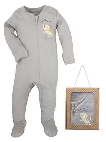 Wild Baby Clothing Organic Cotton Unisex Baby Zippered Footie with Gift Box (9-12 Months, Leopard)