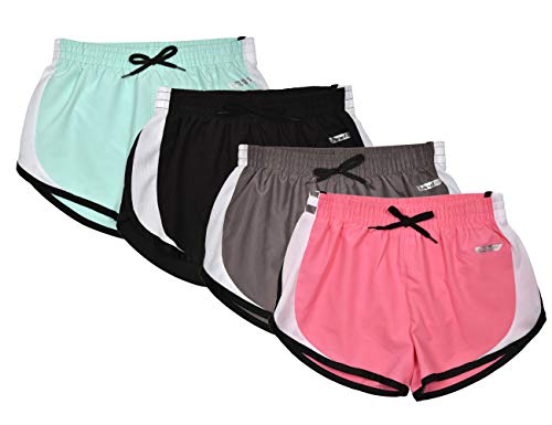Hind Kids Girls 4-Pack Athletic and Running Activewear Shorts