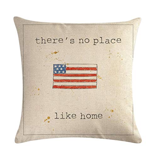 Homedy 4 Pack Throw Pillow Covers,Patriotic American Flag July 4th Inspired,USA Flag Cotton Linen Pillow Cases Couch Cushion Cover 18 X 18 Inch