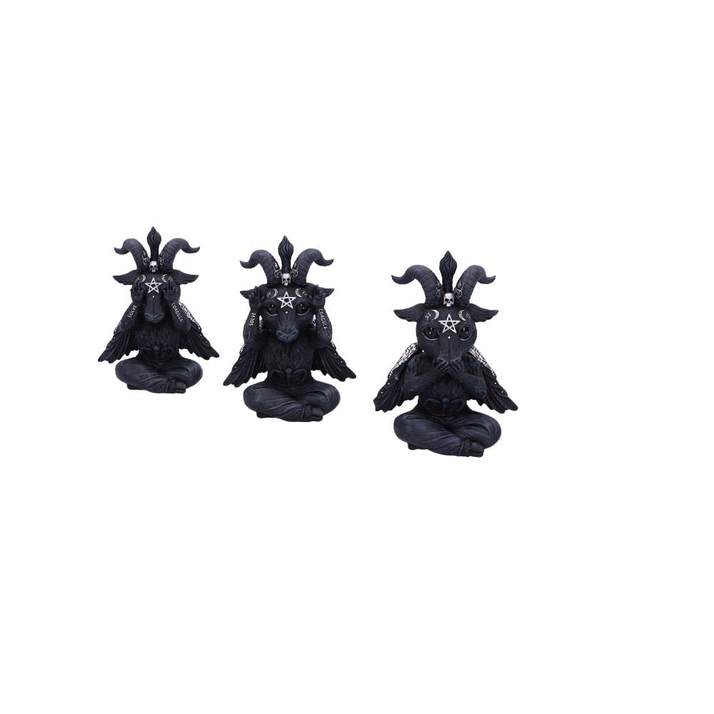 Nemesis Now Cult Cuties Three Wise Baphoboo 13.4cm, Resin, Black, Three Wise Baphoboo Figures, Baby Baphomet Figurines, Baphomet Collectibles, Cast in the Finest Resin, Expertly Hand-Painted